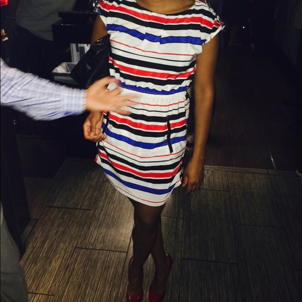 Akira Striped Mini Dress with Zippered Pockets